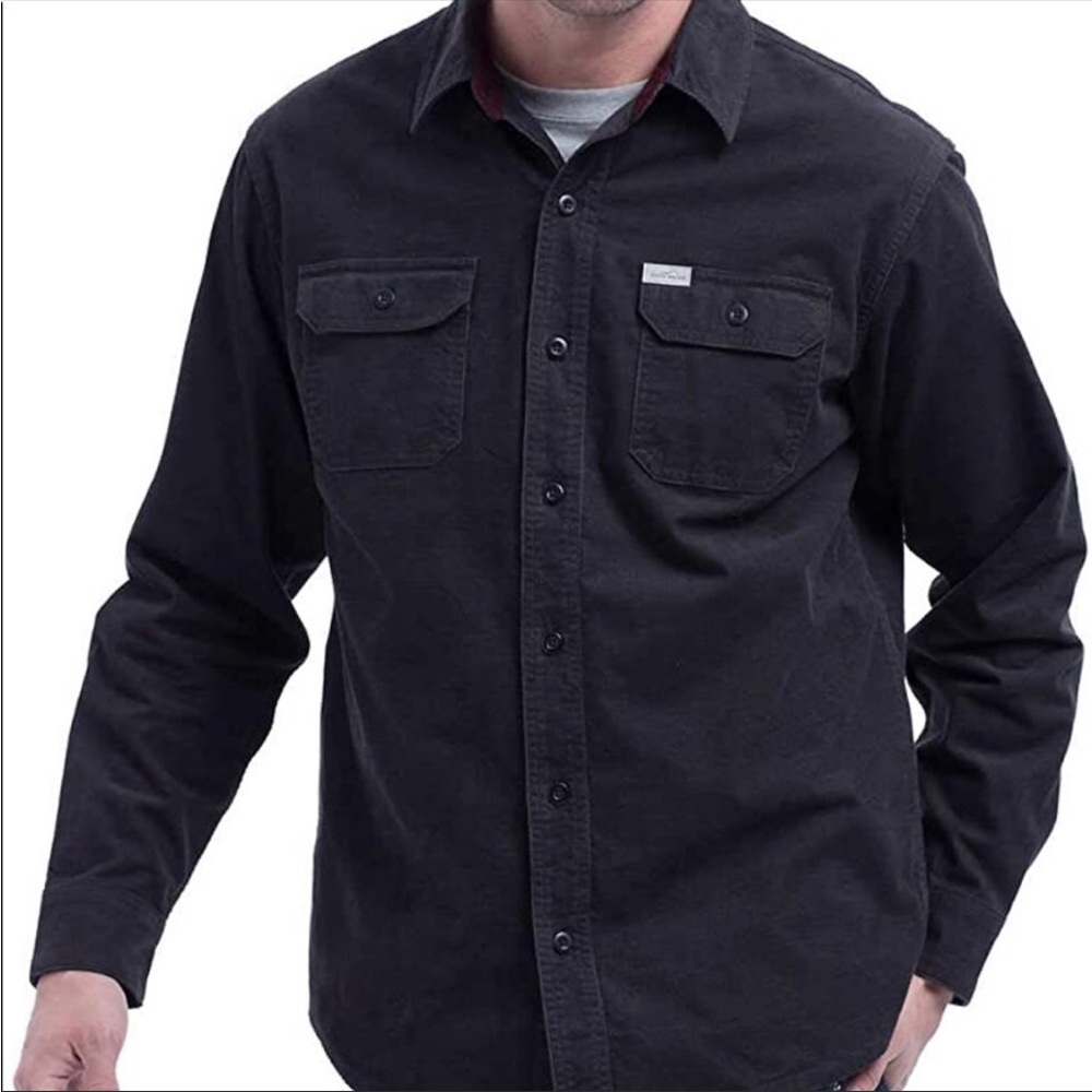 Eddie Bauer Size Medium Grey Crosscut Button Down Corduroy Cotton Casual Shirt